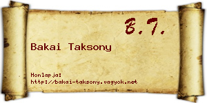 Bakai Taksony névjegykártya